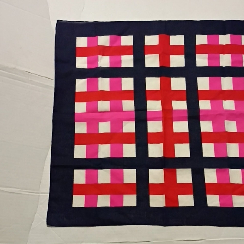 ❤️VINTAGE GIVENCHY LINEN  BANDANA SCARF 20X21 RED WHITE NAVY PINK - Picture 4 of 6